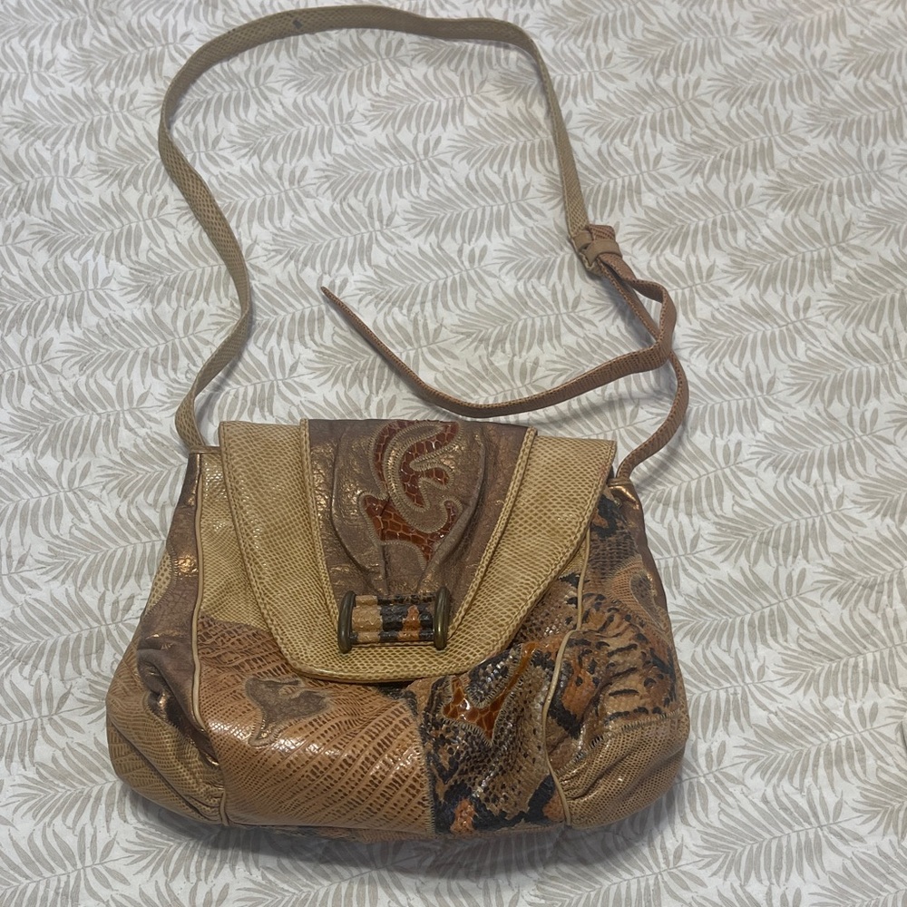 Vintage Sharif, Stylish Tan and Brown Women's Bag